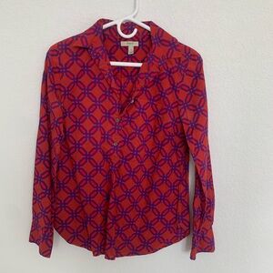 J. Crew Red and Blue Geometric Button Down Shirt
